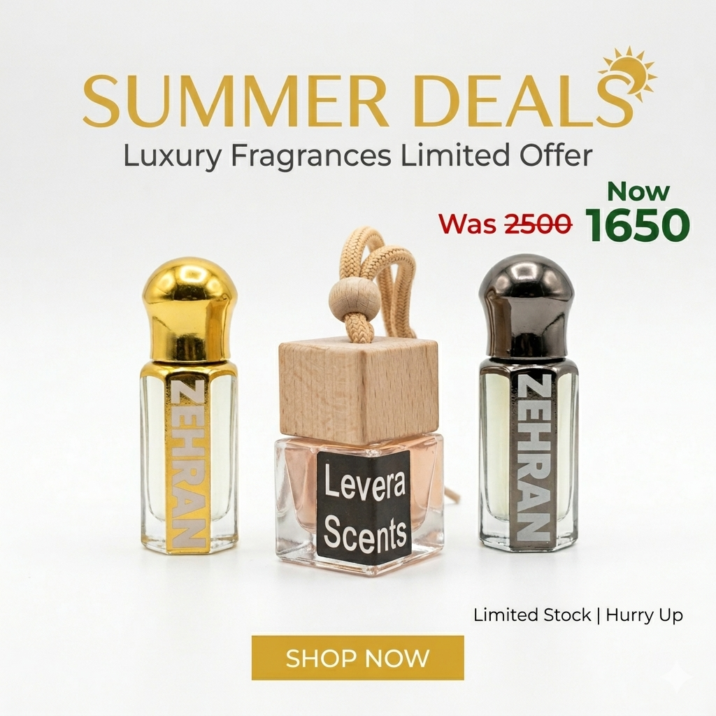 Levera Summer Deal – Luxury Fragrance Set (Attar Bottles & Car Diffuser)